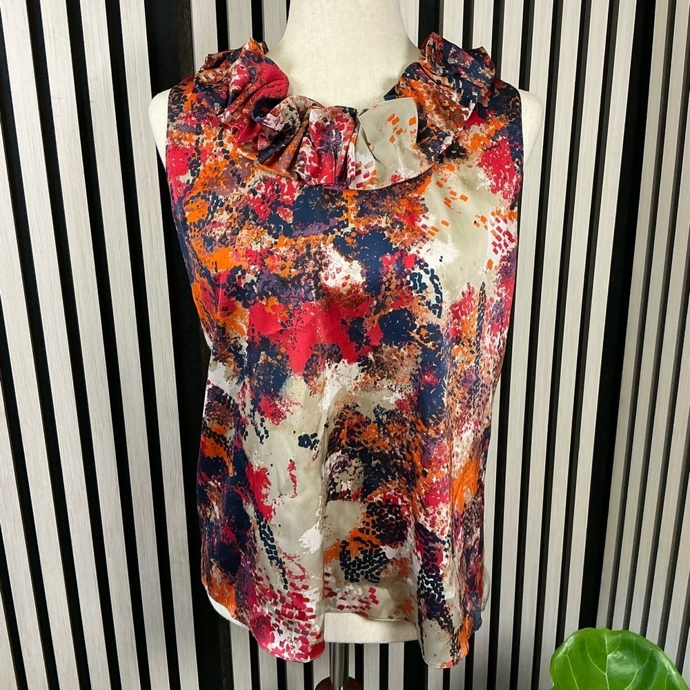 Ann Taylor Colorful Ruffled Women's Top Sz 12P